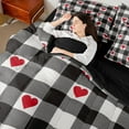 thumbnail image 4 of Castle Fairy 7-Piece Full Bedding Set, Red Love Heart Print Geometric Plaid Design, 4 of 8