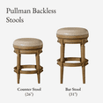 thumbnail image 6 of Maven Lane Pullman 26 Inch Tall Counter Height Upholstered Backless Barstool in Weathered Oak Finish with Avanti Bone Vegan Leather Seat, Set of 3, 6 of 11