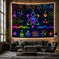 thumbnail image 6 of Neon Atom in a Grid of Laboratory Icons, Dramatic Digital Art for Science Lovers, Chemistry Wall Art, Graduation Gift, Tapestry Wall Hanging for Bedroom and Dorm, 6 of 7