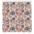 thumbnail image 3 of Ambesonne Floral Shower Curtain, Vintage Dotted Back Print, 69"Wx70"L, Eggshell Ruby and Blue, 3 of 3