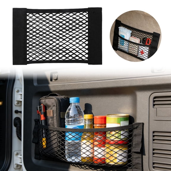 Car Storage Bag Net Pocket Trunk Organizer For Storage With Attachment For Easy