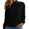 thumbnail image 2 of BiZtdJrK Mock Neck Sweatshirt Women Side Zipper Long Sleeve Solid Casual Pullover Tops Fall Fashion Sweatshirts Black XXL, 2 of 6