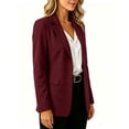 thumbnail image 7 of yeiolnoer Women's Blazers Business Casual Long Sleeve Shirts Button Front Suit Jacket with Pocket for Office(Wine,3X-Large), 7 of 7