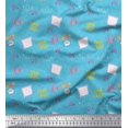 thumbnail image 1 of Soimoi Blue Poly Georgette Fabric Heart & Love Text Decor Fabric Printed Yard 42 Inch Wide, 1 of 5