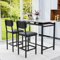 thumbnail image 3 of Miekor Kitchen Table Set, Dining Table and Chairs for 2, 3 Piece Dining Room Table Set with 2 Upholstered Chairs, Bar Dining Table Set for Small Spaces, Apartment, Breakfast, Pub, Rustic Black BS3088, 3 of 6