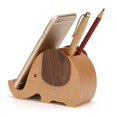 thumbnail image 1 of Soporte de teléfono con bolígrafo de madera, soporte para teléfono con elefante, soporte para teléfono con animales, escritorio Decoración de madera con forma de elefante para bolígrafos, 1 of 4