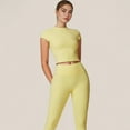 thumbnail image 6 of Women's Fitted Crop Active Tee Short Sleeve Round Neck Stretch Performance Fabric - X Large, Yellow, 6 of 7