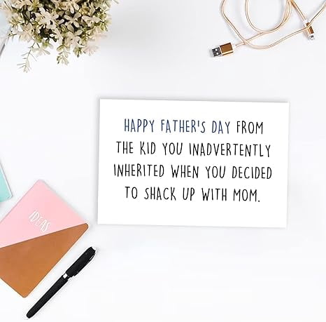 Funny Father's Day Card for Step Dad, Unique Step Dad Father Day Gifts Card from Daughter, Happy Father's Day Step Dad from Wife