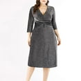 thumbnail image 3 of Robe Mode Femme Col Rond Manches Courtes Ample Mi-Mollet Robe Longue, 3 of 5