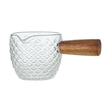 

Multi-Functional Kitchen Measure Mug Wood Handle Glass Espresso Cup Double/Single Mouth Milk Jug Coffee Supplies Clear
