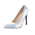 thumbnail image 2 of EQWLJWE Women's Chic Pointed Toe High Heels Multicolor Patchwork Slip On Dress Pumps Fashion Shoes, 2 of 5