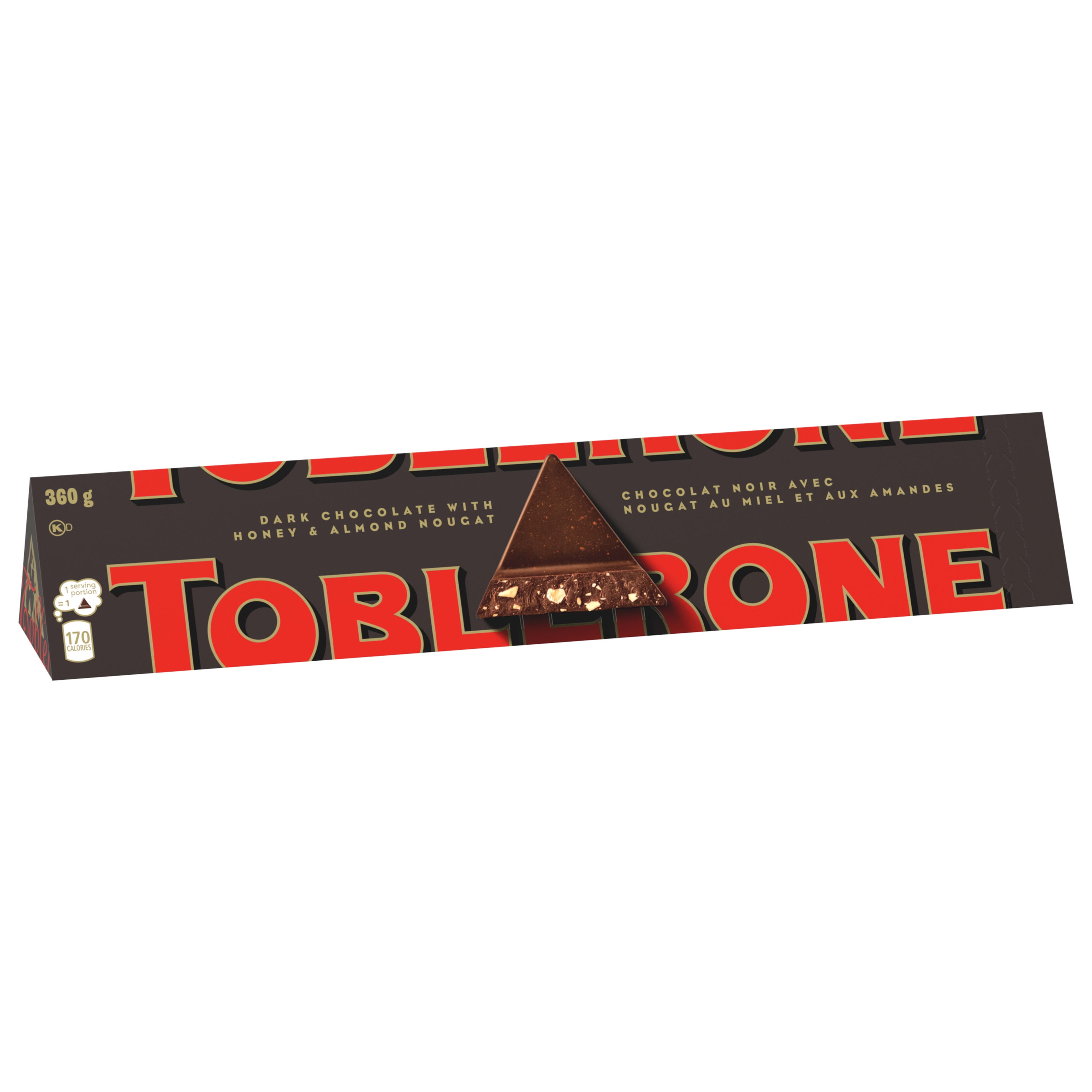TOBLERONE, Dark Chocolate Bar with Honey and Almond Nougat, Holiday Chocolate, Holiday Gift, 360 g