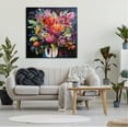 thumbnail image 3 of Stupell Industries Modern Flowers on Blue Botanical & Floral Painting Gallery Wrapped Canvas Art Print Wall Art, 36 x 36, 3 of 8