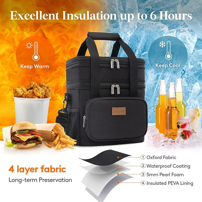 Lifewit Lunch Box, Double Deck, Large Insulated Cooler Bag 12L