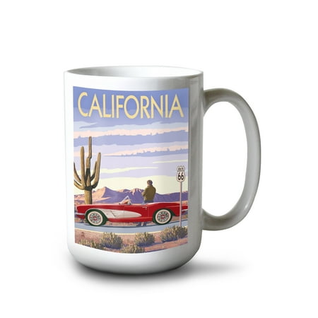 

15 fl oz Ceramic Mug California Route 66 Classic Car Dishwasher & Microwave Safe