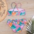 thumbnail image 2 of Kukoosong Girls Swimsuit Little Girl Bikinis Sling Flowers Print Beach Cute Ruffle Suit Multicolor 6-7 Years, 2 of 5