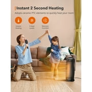 Space Heater, Ceramic Tower Heater with Eco Mode, Remote Control, 65° Oscillation, 12H Timer, Overheating & Tip-Over Protection, PTC Electric Heater for Bedroom/Living Room/ Office