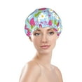 thumbnail image 3 of Kdxio Strawberry And Flowers Print Shower Cap for Women,Elastic and Reusable,Double Waterproof Layers Bathing Hat, 3 of 9