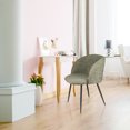 thumbnail image 3 of Set of 2 Dining Chairs, Upholstered Teddy Faux Fur Armchair with Metal Legs, Mid-Century Accent Chairs for Living Room Kitchen Dining Room,Grey, 3 of 9