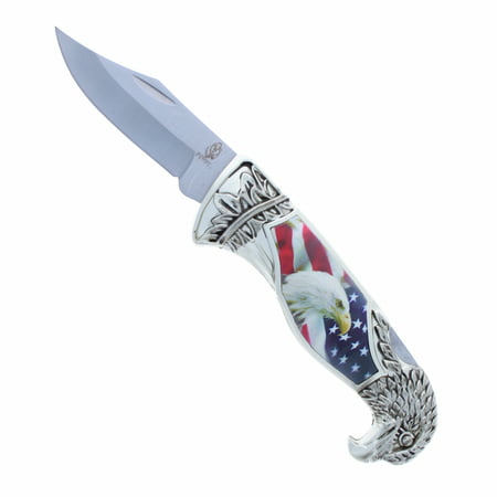 ASR Outdoor Eagle Head Back Lock Pocket Knife Collectible Dagger 8