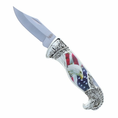 - ASR Outdoor Eagle Head Back Lock Pocket Knife Collectible Dagger 8 In