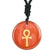 thumbnail image 4 of Collar redondo con colgante de cruz Ankh del antiguo Egipto, símbolo sagrado de cumpleaños. Rojo, 4 of 9