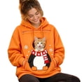 thumbnail image 3 of Women Christmas Sweatshirts Pet Pouch Hoodie Drop Shoulde Kangaroo Xmas Cartoon Graphic Carry Sweatshirt With Front Pet Carrier Pocket Orange L, 3 of 4