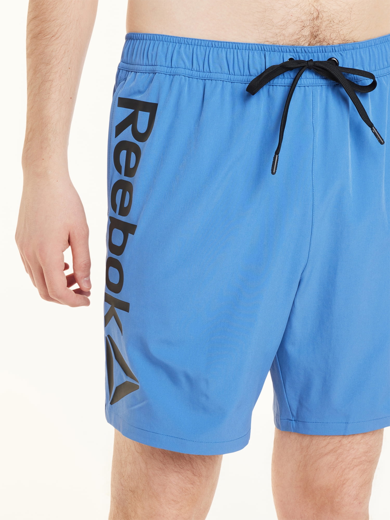 Reebok Men's & Big Men's Solid Logo Swim Trunks with Compression Liner and UPF 50+, 7" Inseam, Sizes S-2XL