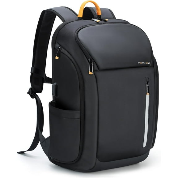 17 Inch Laptop Backpack for Men, Business Travel Anti-Theft Backpack with USB Charging Port, Water Resistant Computer Bag Carry On Flight Approved for Work College Weekender, Black