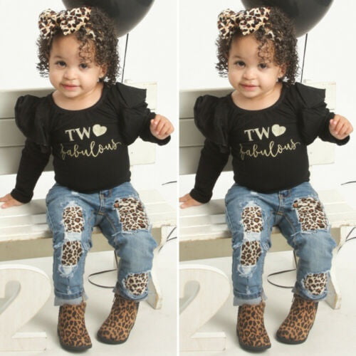 Newborn Toddler Baby Girls Outfits Set Lace Tops T-shirt Pants Leggings Clothes 