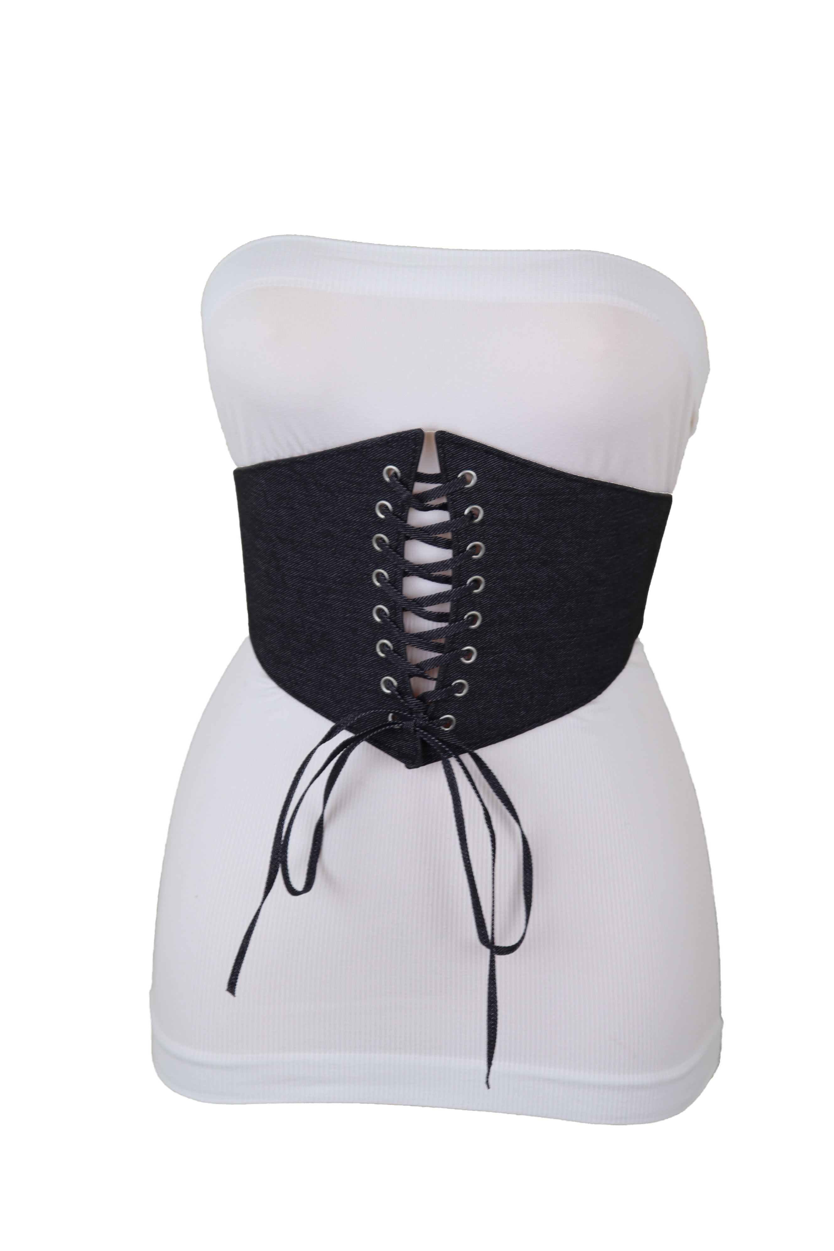 Women Black Denim Wide Fabric Elastic High Waist Corset Belt  display picture 1