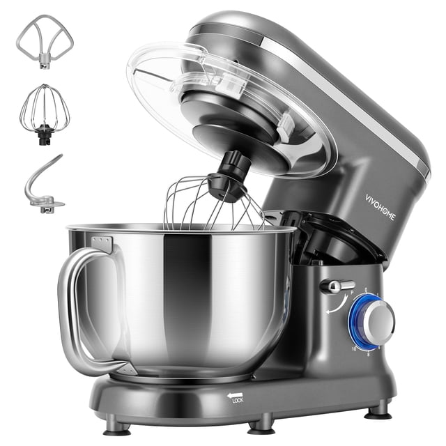 Batidora de pie VIVOHOME 660W 6L con batidora, gancho para amasar, gris