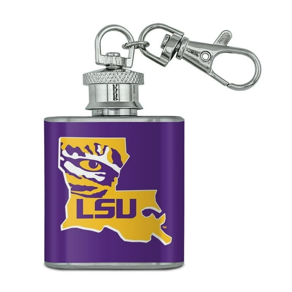 LSU Tiger State Mark Stainless Steel 1oz Mini Flask Key Chain