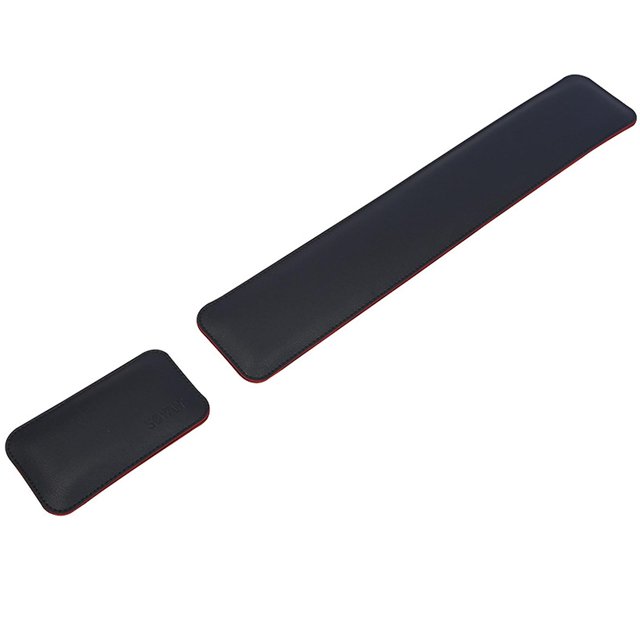 Reposamuñecas para teclado y ratón de piel sintética de doble cara, bandeja para reposamuñecas, color negro y rojo