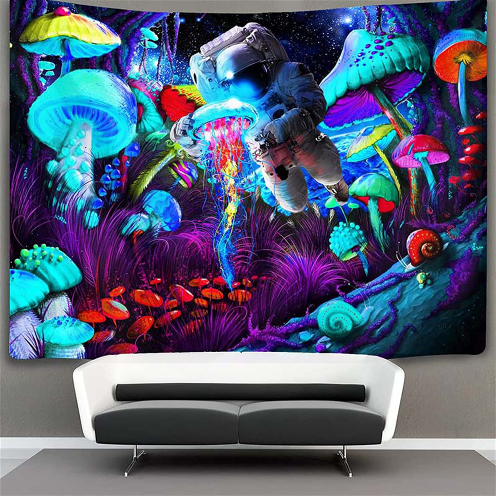 Psychedelic Mushroom Tapestry Wall Hanging Bedspread Trippy Room Home Art Decor