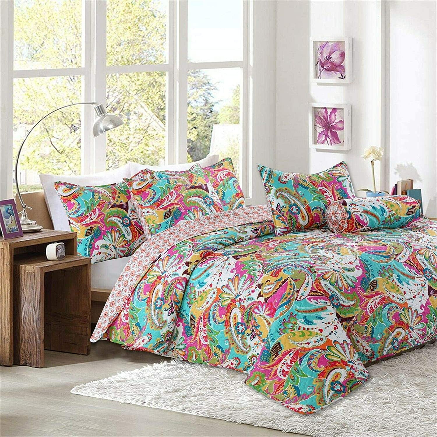 Cozy Line Home Fashions Floral Paisley Reversible Quilt Bedding Set