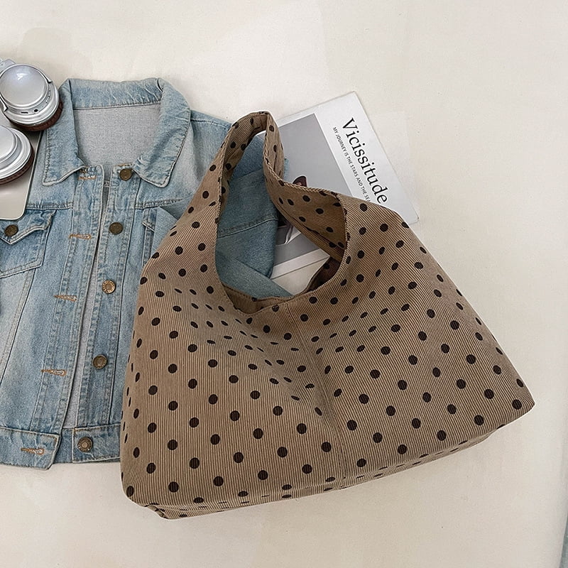 SPEKSEE Polka Dot Hobo Bag for Women Trendy Slouchy Shoulder Bag Soft Handbag Underarm Purse For Work Travel