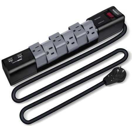 Nekteck [UL Listed] Rotating Power Strip/Surge Protector,360?Flat Wall Charger Plug with 6-Outlet 2