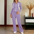 thumbnail image 2 of Womens 2 Piece Sweatsuits Sets Zip Up Hoodie With Jogger Sweatpants Matching Sets Casual Fall Tracksuit Two Piece Outfit Loungewear Purple L, 2 of 4