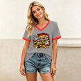 thumbnail image 5 of Women's Football Graphic T-Shirt, Women's V-Neck Short Sleeve Letter Print T-Shirt for Casual Summer for Soccer Tournament 2026 Gray Size: M, 5 of 5