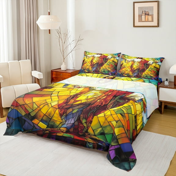 jejeloiu Boho Theme Twin Sheet Sets,Bohemian God Twin Fitted Sheet,Merry Xmas Flat Sheet For Men Women,Ultra Soft Home Decor,3-Piece