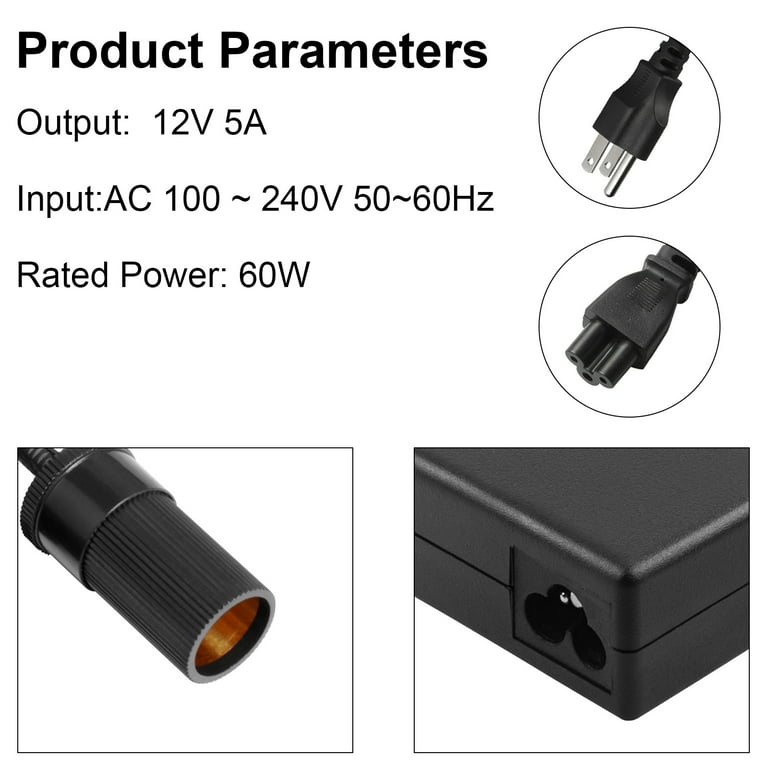 230V to 12V cigarette lighter adapter (60W)