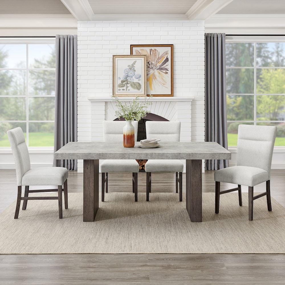 Roundhill Furniture Sorlen Modern 72" Dining Table with 3D Faux Concrete Top