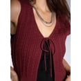 thumbnail image 3 of DARING DIVA Women's Stylish AK Cable Knit Tie Vest S Burgundy, 3 of 6