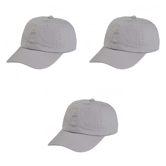 3 Pack Cotton Dad Hats Classic Low Profile Adjustable Caps (Grey)