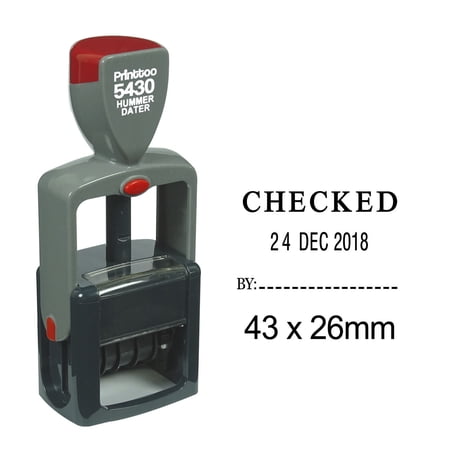 Printtoo Heavy Duty Dater Stamp With Checked By Text Office Document Self Inking Date Rubber Stamp-Black