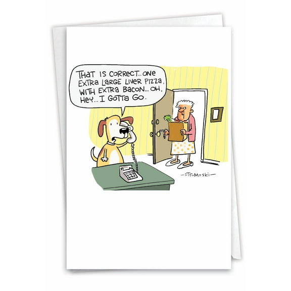 1 Funny Birthday Card with Envelope - Liver Pizza C7296BDG