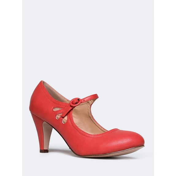 J. Adams Pixie Adorable Vintage Round Toe Kitten Heel Mary Jane Pump