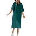 thumbnail image 1 of Timegard Robe de Nuit pour Femmes Été Col Rond Manches Courtes Confortable Ample Couleur Unie Vêtements de Maison Décontractés, 1 of 6