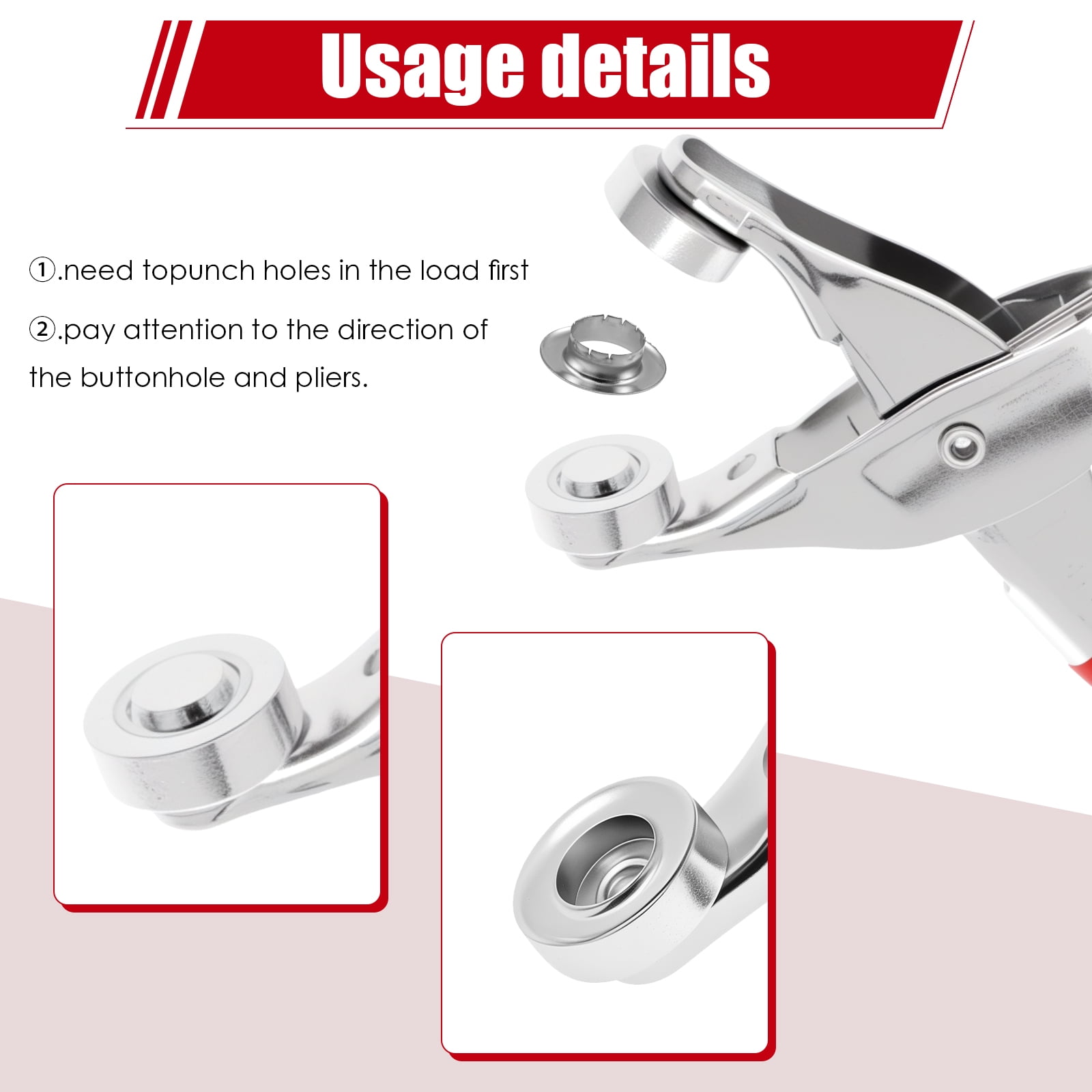 Grommet Tool Kit 1/4 Inch Eyelet Pliers Hole Punch 1200 Pcs Gold Silver Washers (640pcs )